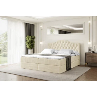ALTDECOR Boxspringbett VILA - 1 in Beige, Liegefläche 120x200 cm – Bonellfederkern